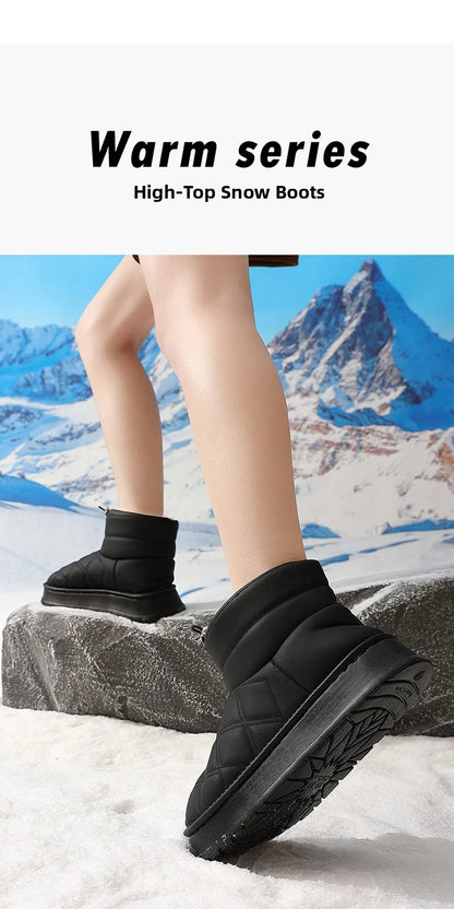 Damen-Winterstiefel mit hohem Schaft und Plüschfutter
