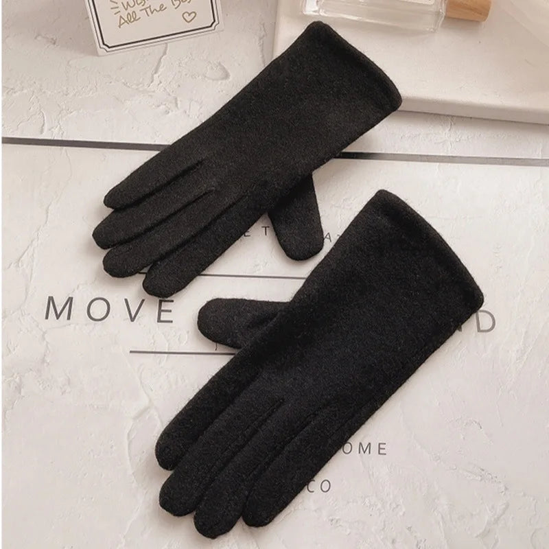 Women's Cashmere-Style Touchscreen Gloves with Bow