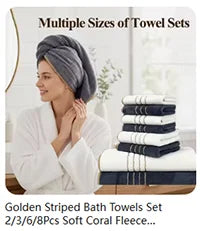 Striped Cotton Hand Towel – Thick 35 × 75 cm Bathroom Towel