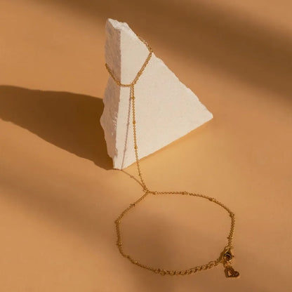 سوار يد نسائي مزين بخرز بتصميم مينيماليست - هدية مجوهرات بوهيمية بتصميم خاتم وسلسلة لحفلات الزفاف والخطوبة