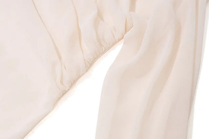 Blusa da donna in chiffon – Top ampio con scollo all'americana, fiore e laccetti per primavera ed estate