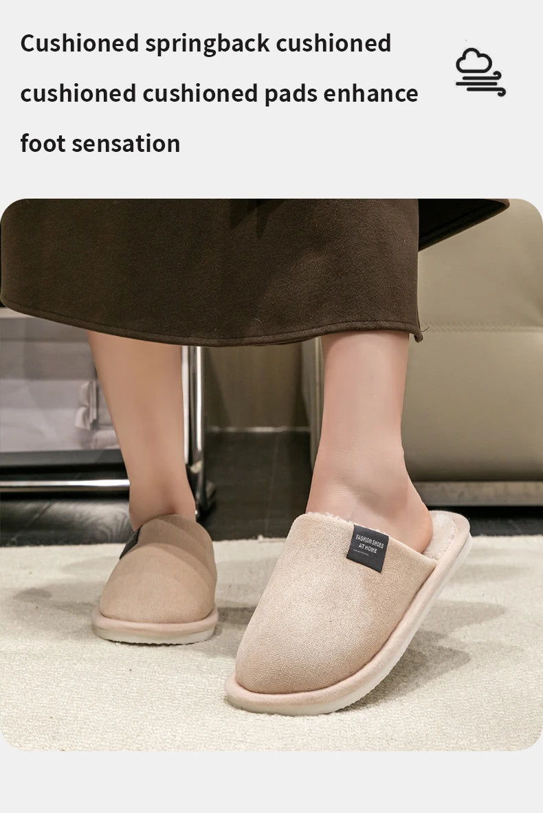 Men's Plush Winter Slippers – Warm Non-Slip House Shoes
