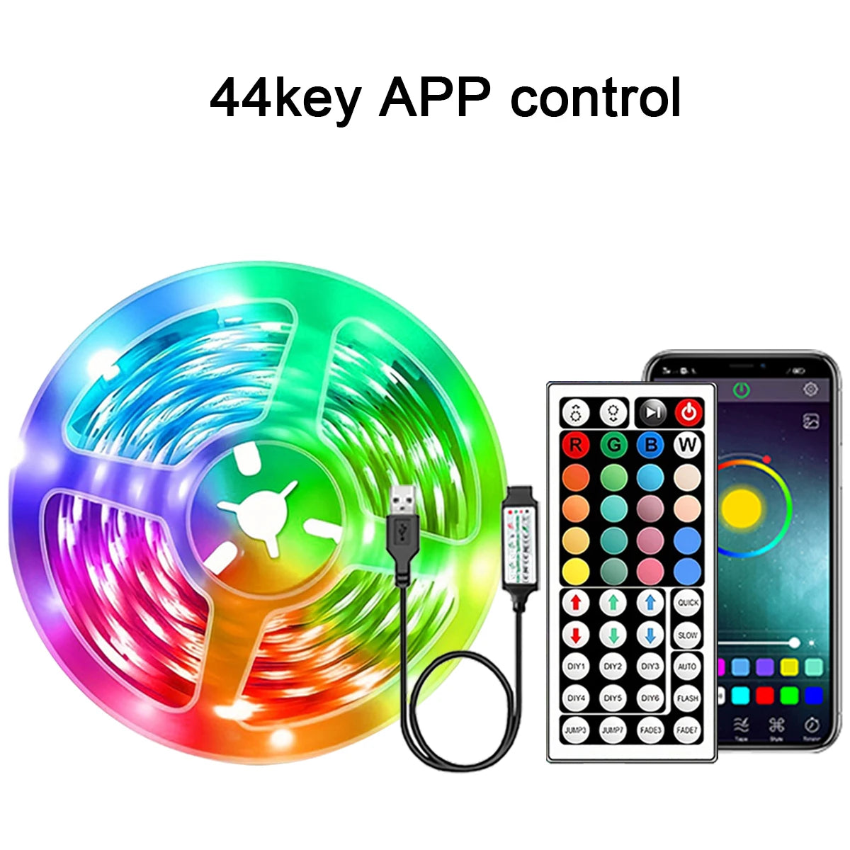 RGB LED Strip Lights with App & Remote Control – Flexible Room Bedroom Decoration Tape