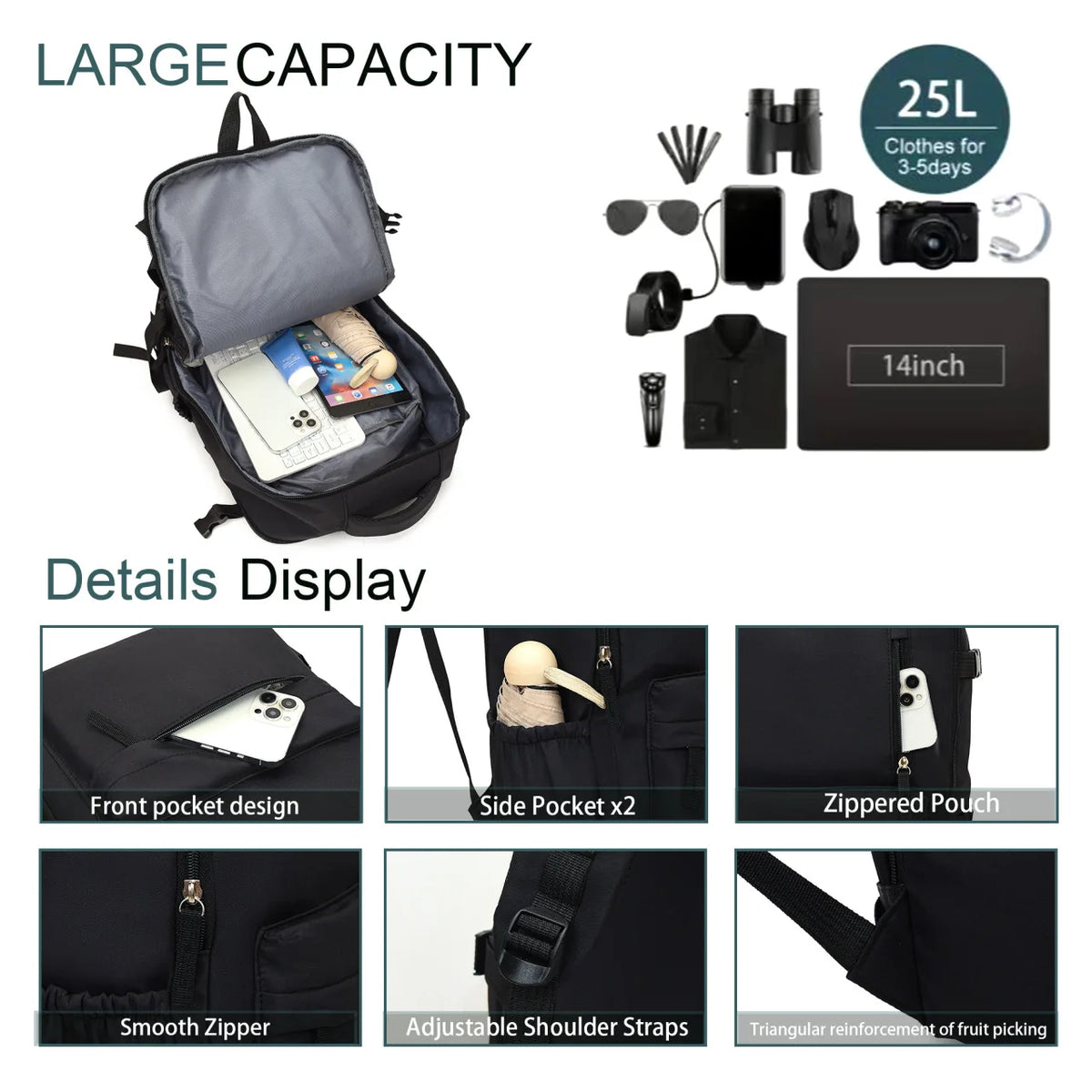 Custom Photo & Name Laptop Backpack - Personalised Large Capacity Travel Bag