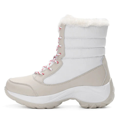 Botines de cuña con plataforma y forro de felpa para mujer AZGB