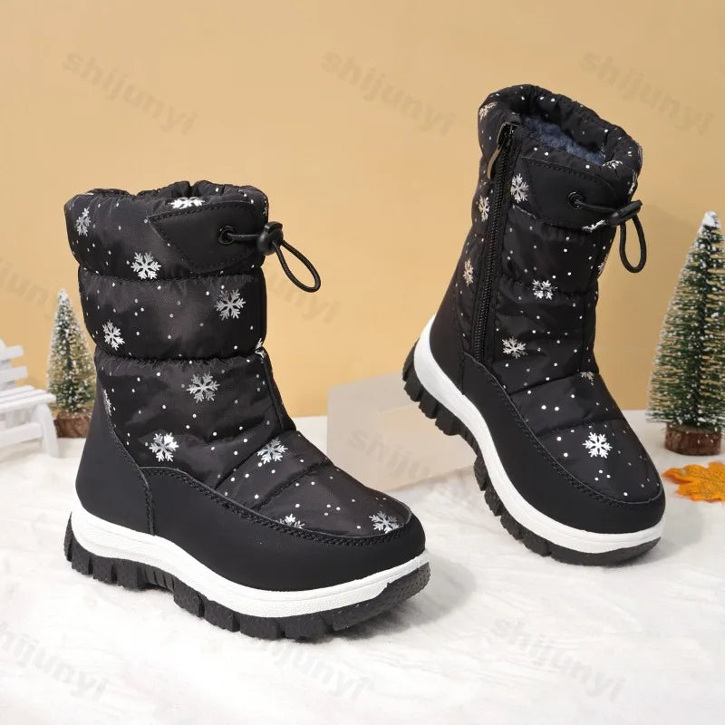 Kids' Plush-Lined Side-Zip Winter Ankle Boots