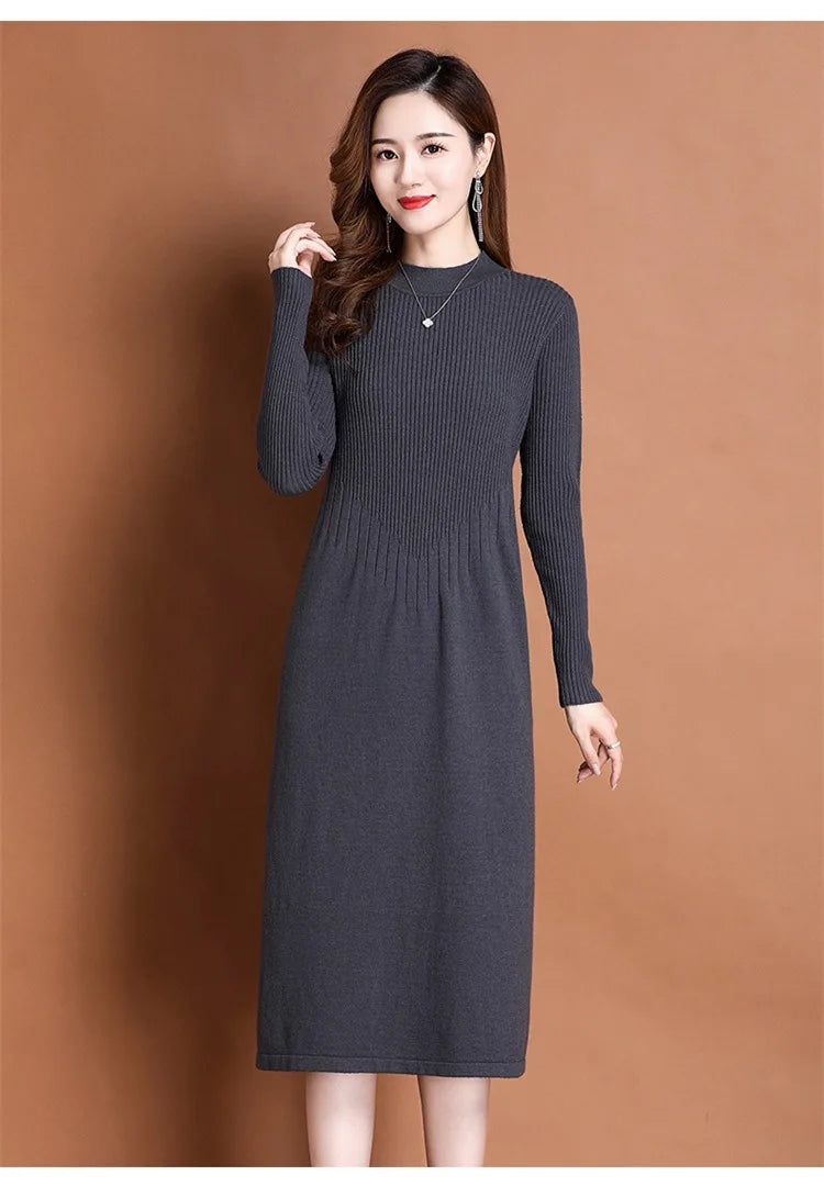 Women's Ankle-Length A-Line Dress with Appliqué