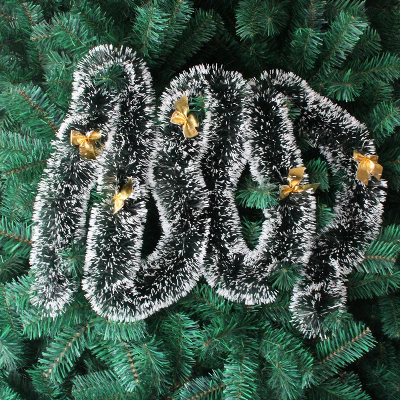 2M LED Light Christmas Tinsel Garland Shiny Metallic Twist Hanging Ornament Artificial Xmas Garland Fireplace Mantel Home Party