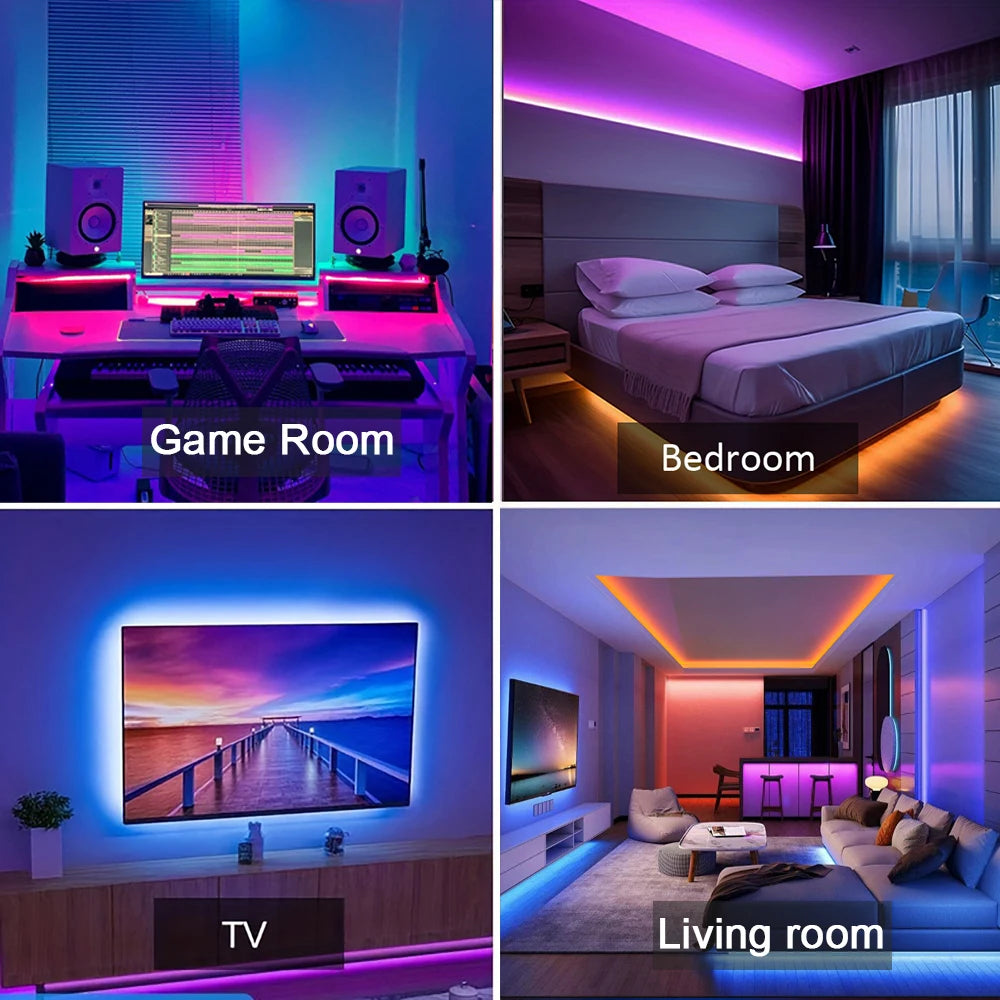 RGB LED Strip Lights with App & Remote Control – Flexible Room Bedroom Decoration Tape