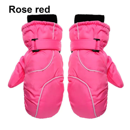Guantes de esquí ajustables para niños – Guantes para nieve con forro de terciopelo (5–9 años)