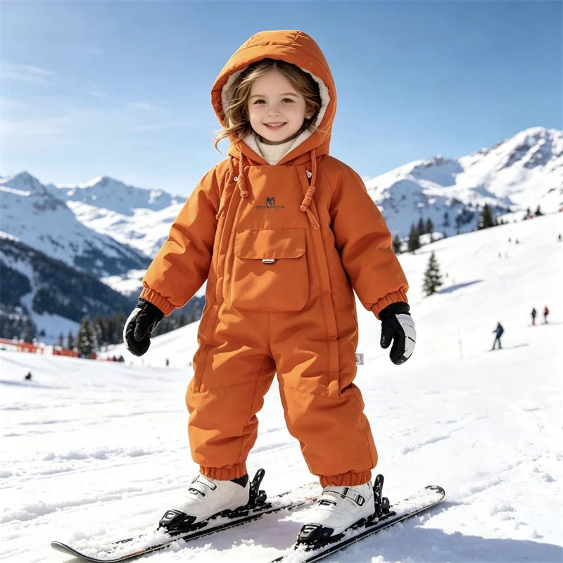 2Pcs Set Children Winter Ski Suit Coat + Backpack Thicken Baby Jumpsuit Warm Children Snowsuit Hooded Kids Clothes 1-5 Years