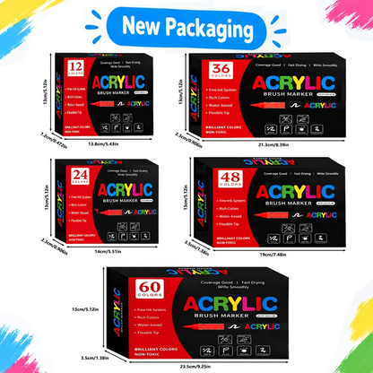Acrylic Paint Markers – Brush-Tip Paint Pens, 12 to 60 Colours