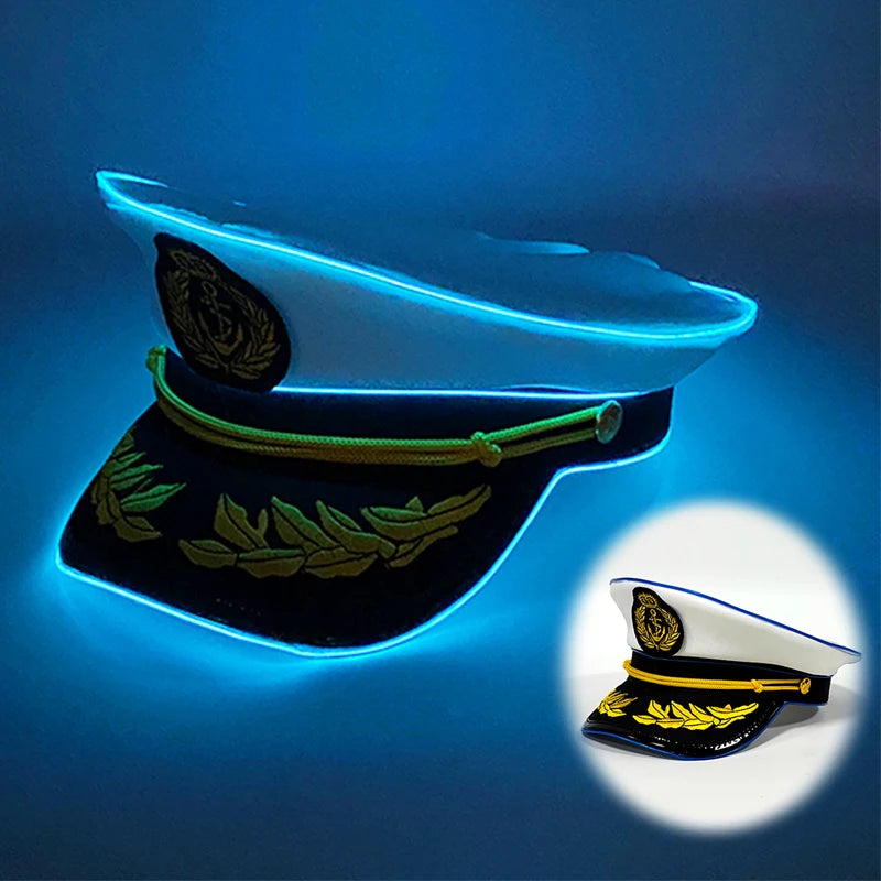 LED Light-Up Pirate Captain Hat - Glowing Tricorn Costume Hat for Halloween & Parties