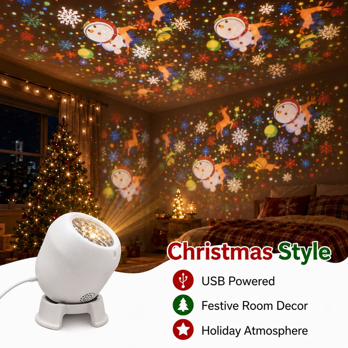 360° Rotating Ocean Wave Projector – Snowflake, Christmas & Ocean Themes