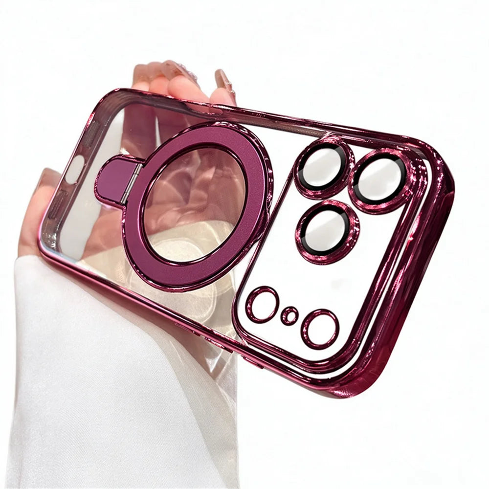 Clear Magnetic iPhone Case with Ring Stand