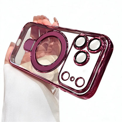 Custodia magnetica trasparente per iPhone con anello supporto