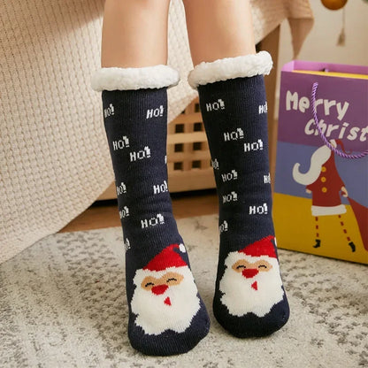 Weihnachten Plüschsocken Damen Winter Thermosocken Warme Bodensocken Weiche weibliche Haussocken Indoor Geschenke Rutschfeste Griffsocken Flauschig