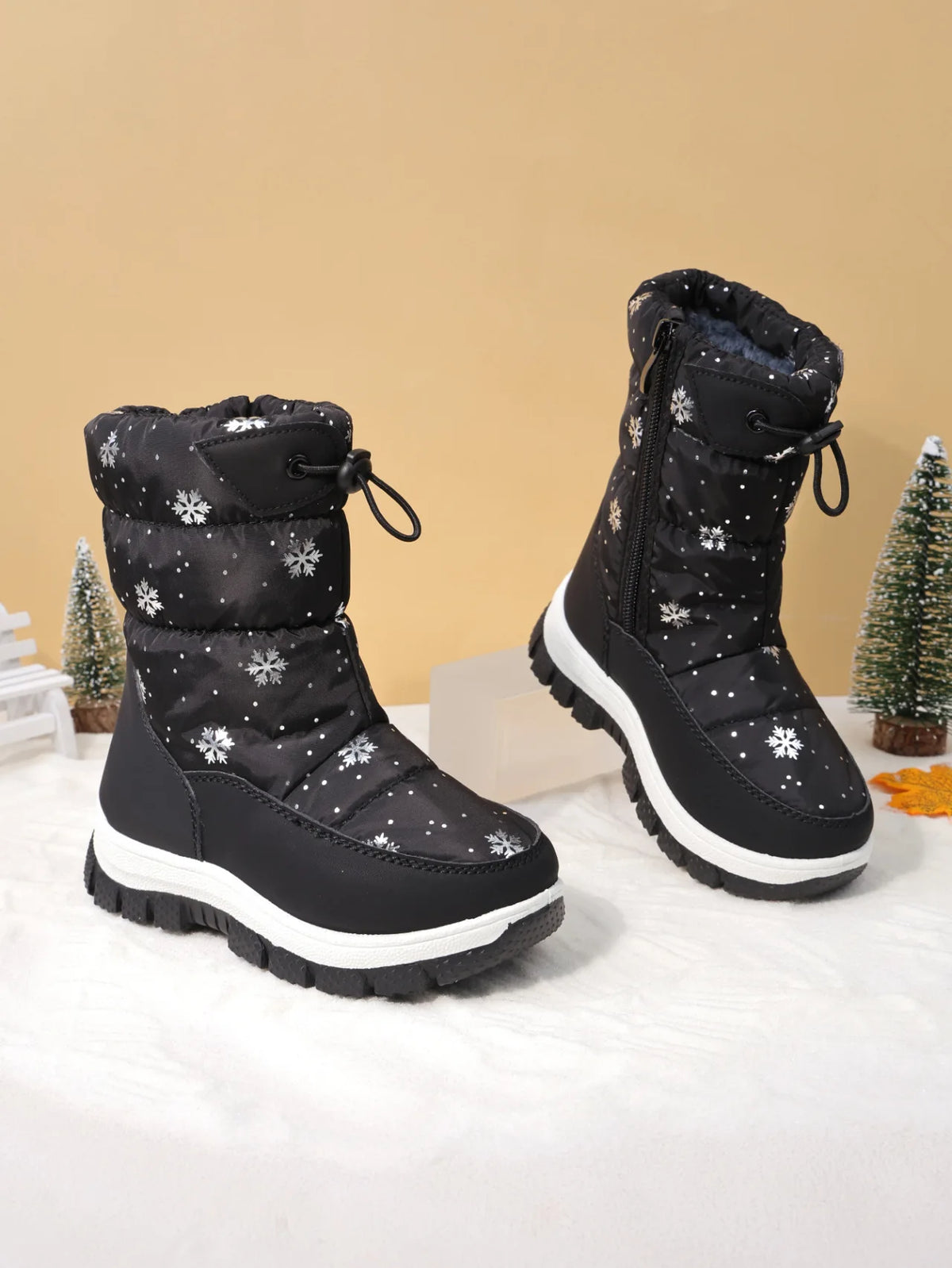 Kids' Plush-Lined Side-Zip Winter Ankle Boots