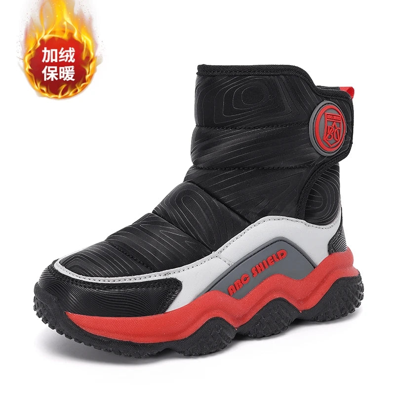 Kids' Plush-Lined Hook-and-Loop Winter Shoes