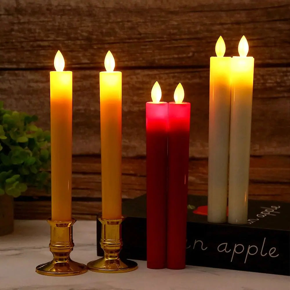 Creative LED Flameless Candles Lights Wedding Birthday Party Simulation Candles Lamp Long Electric Flickering Candlesticks