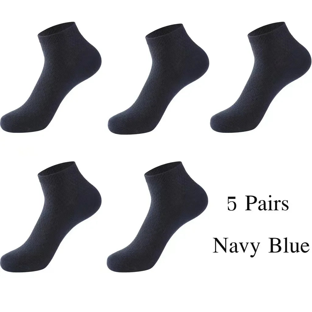 Men's Bamboo Low-Cut Socks – 5 Pairs, Soft & Breathable