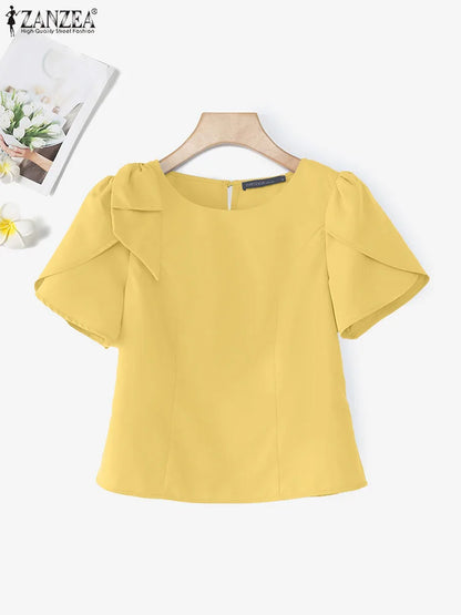 Puffärmelbluse mit Schleifendetail