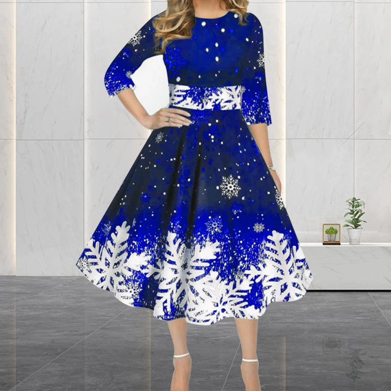 Women's Printed Half-Sleeve A-Line Mini Dress