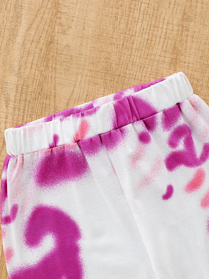 Batik-Zweiteiler für Mädchen – „Mama ist meine beste Freundin“ Langarm-Oberteil & Hose, 2–7 Jahre