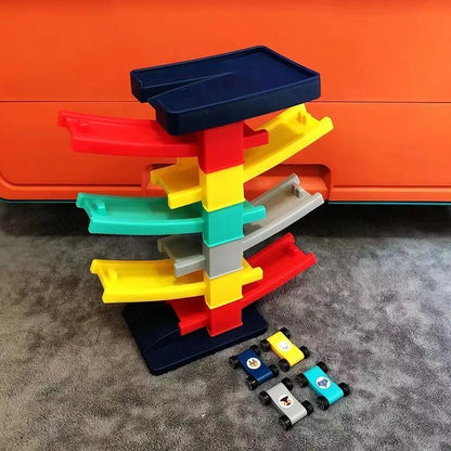 Race Track Car Ramp Toy – Gliding Rail Racing Set for Toddlers