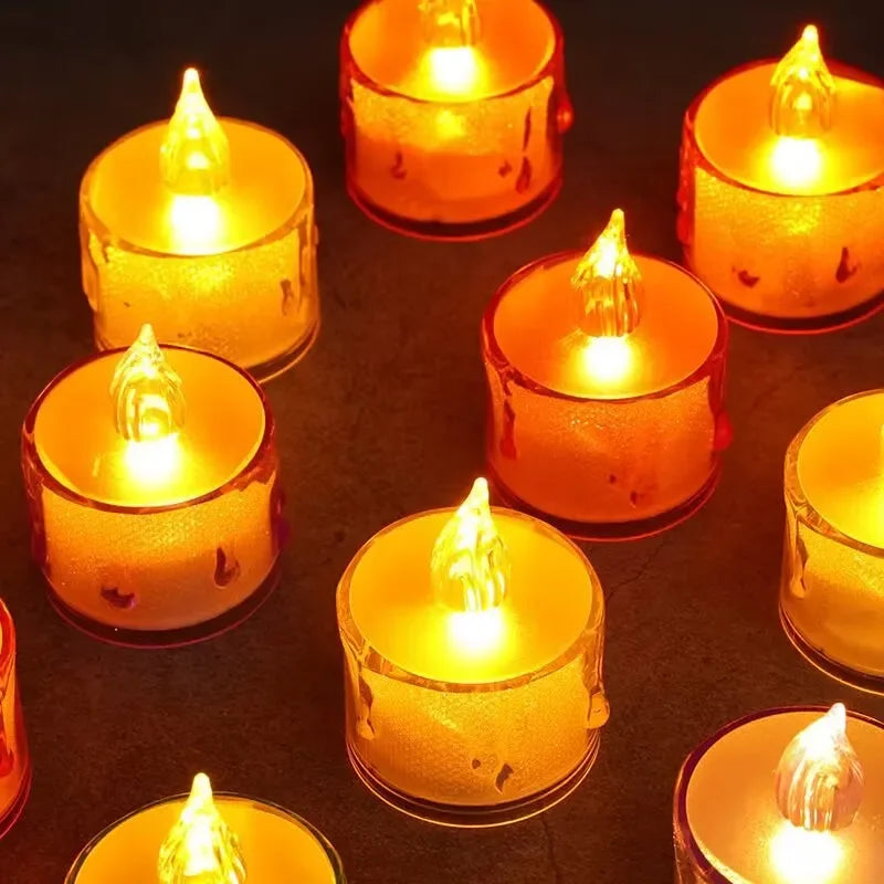 LED Flameless Pillar Candles Realistic Flickering Plastic Candle Night Light for Home Party Wedding Christmas Halloween Decor ﻿