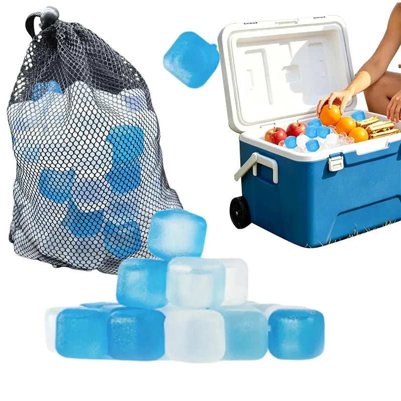 24/50/100Pcs Reusable Ice Cubes Refreezable Cooling Blocks Slow Melting Ice Cubes for Whiskey Cocktail Coffee Juice Picnic Bar