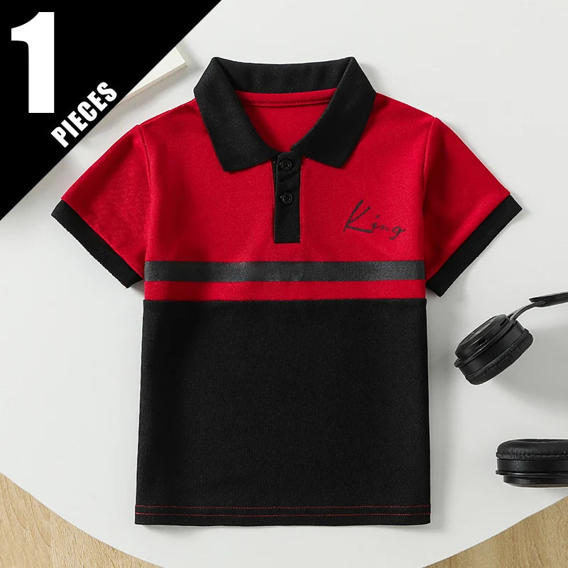 Boys' Striped Polo Shirt Multipack - Short Sleeve Casual Tops, 1, 2 or 3 Pieces