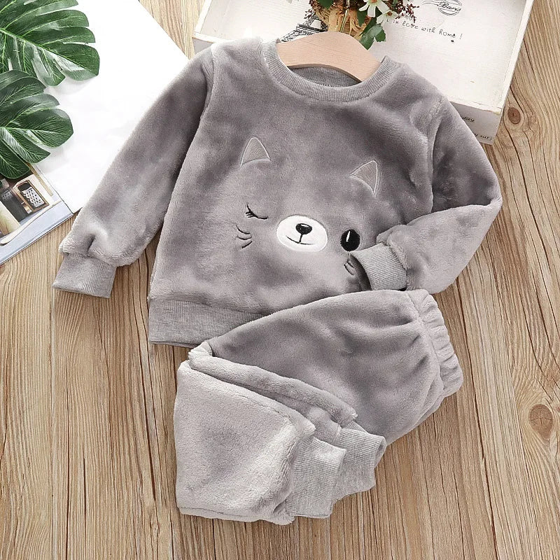 Kids' Flannel Fleece Pajama Set – Warm Toddler Sleepwear, 9 Months–6T