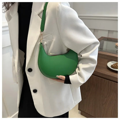 Women's Crescent Moon Shoulder Bag – Soft Vegan Leather Handbag