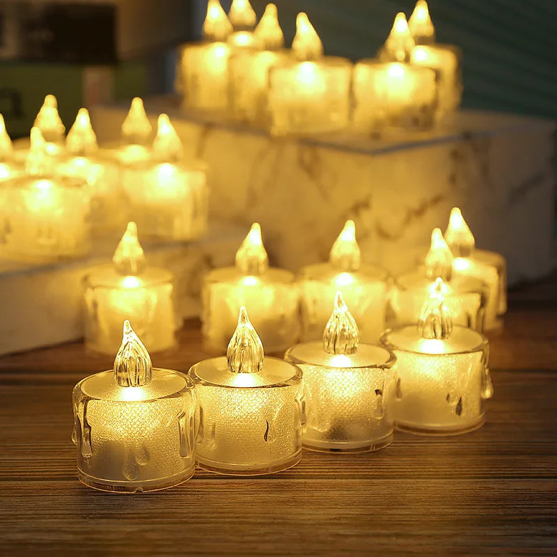 LED Flameless Pillar Candles Realistic Flickering Plastic Candle Night Light for Home Party Wedding Christmas Halloween Decor ﻿