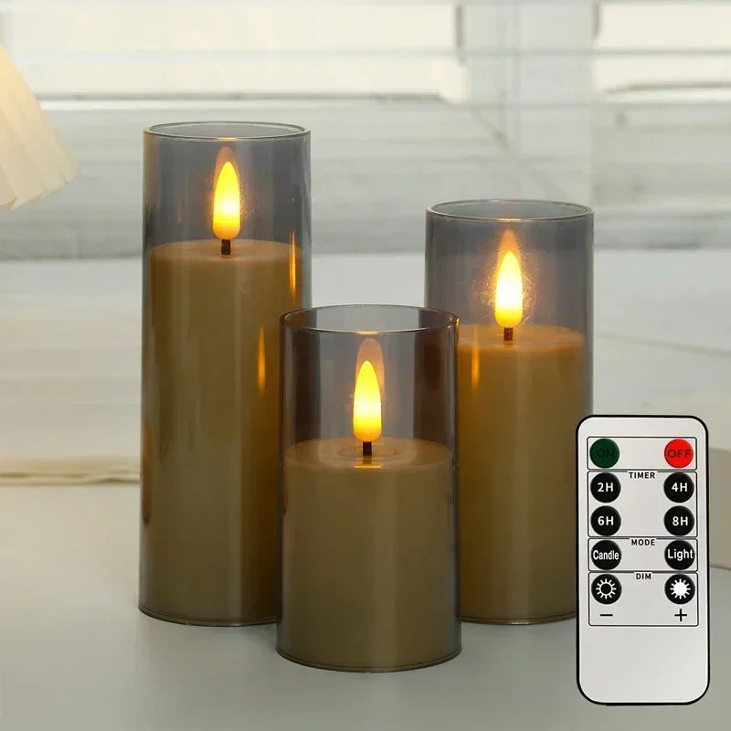 Flickering LED Flameless Candles – Real-Look Acrylic Set with Remote & Timer