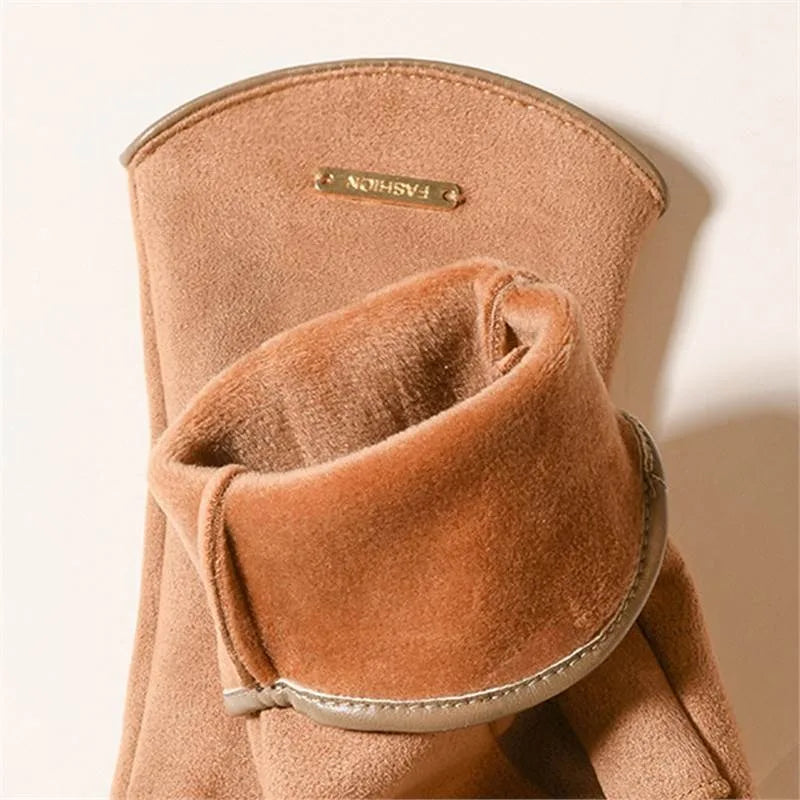 Women's Windproof Suede-Feel Touchscreen Gloves