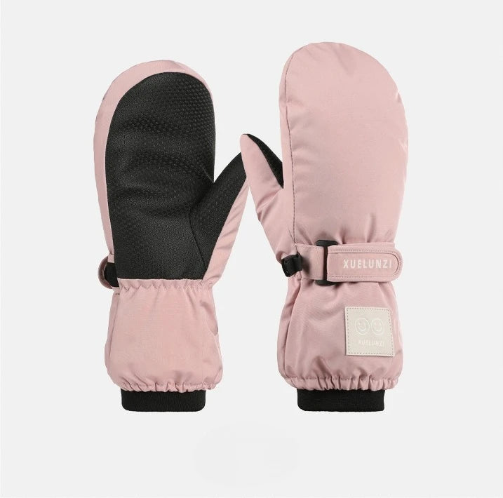Kids' 5-Finger Ski Gloves with Hook-and-Loop Strap – Ages 6–12
