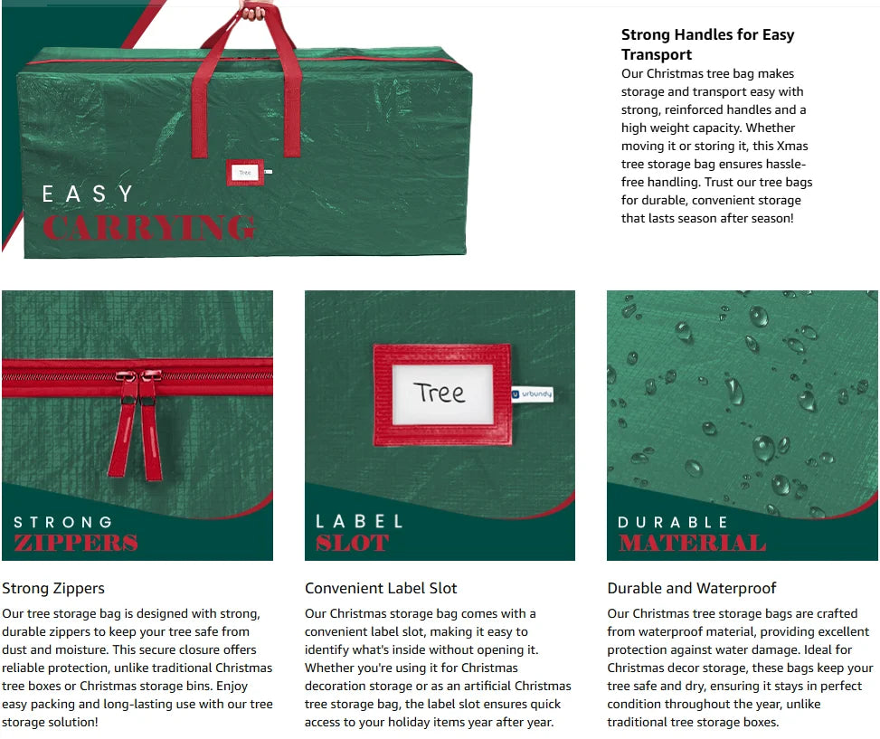 Christmas Tree Storage Bag – Fits Up to 9 ft Artificial Trees, with Handles