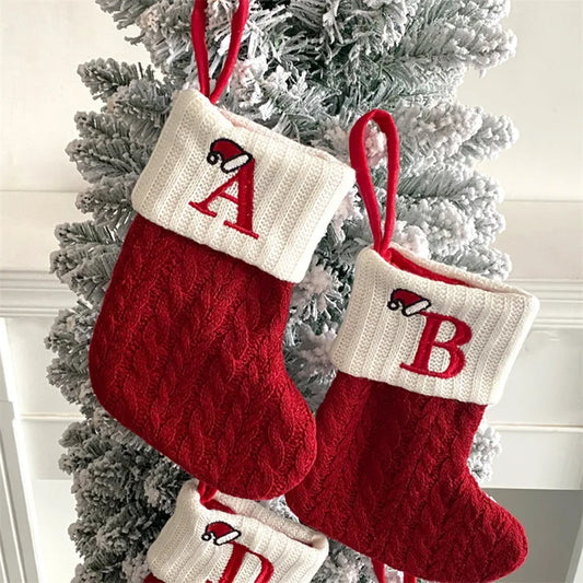 Knitted Initial Christmas Stocking – Letter A–Z Personalized