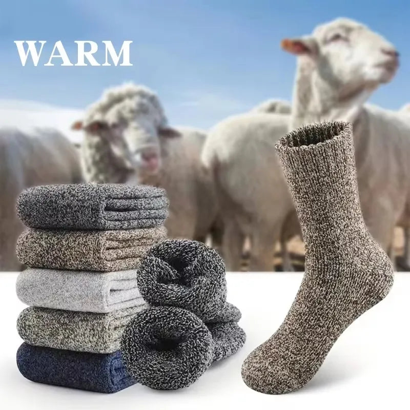 Men's Thick Winter Socks – Warm Terry-Lined Crew Socks, 3 or 5 Pairs