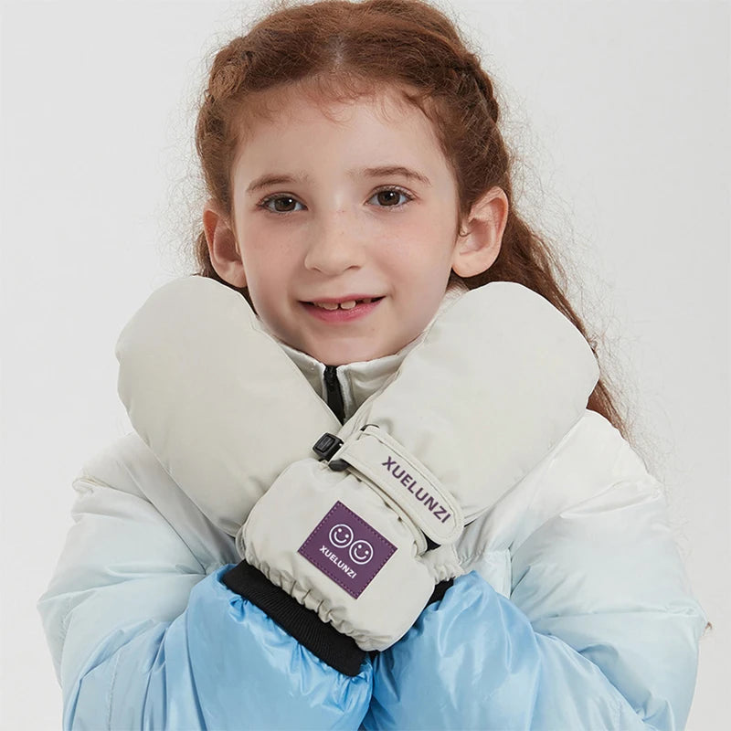 Kids' Waterproof Ski Mittens with Long Cuffs – Ages 6 to 12