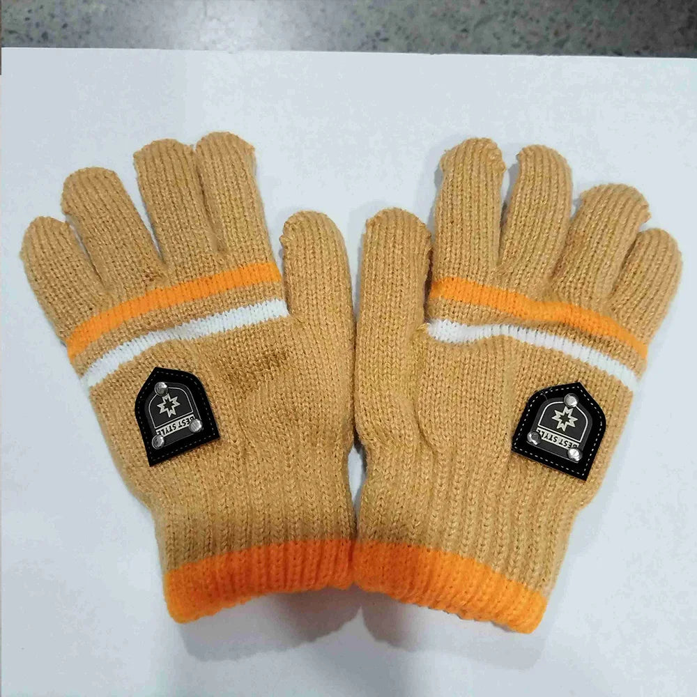 Kids' Knit Winter Gloves – Thick Full-Finger Gloves (Ages 5–10)