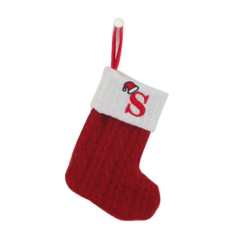 Knitted Initial Christmas Stocking – Letter A–Z Personalized