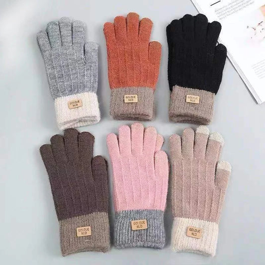 Plush-Lined Knit Touchscreen Gloves – Unisex Winter Gloves