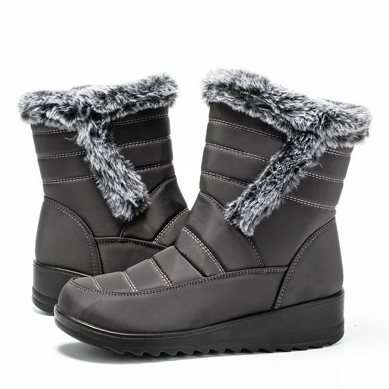 Thick Warm Long Plush Waterproof Snow Boots Women Winter 2025 Non Slip Soft Fur Ankle Boots Woman Plus Size 44 Cotton Shoes Mom