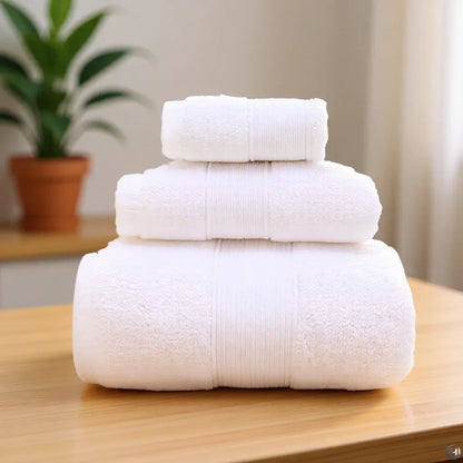 Juego de toallas de algodón de 600 g/m² – 3 piezas, cero torsión y esponjosas
