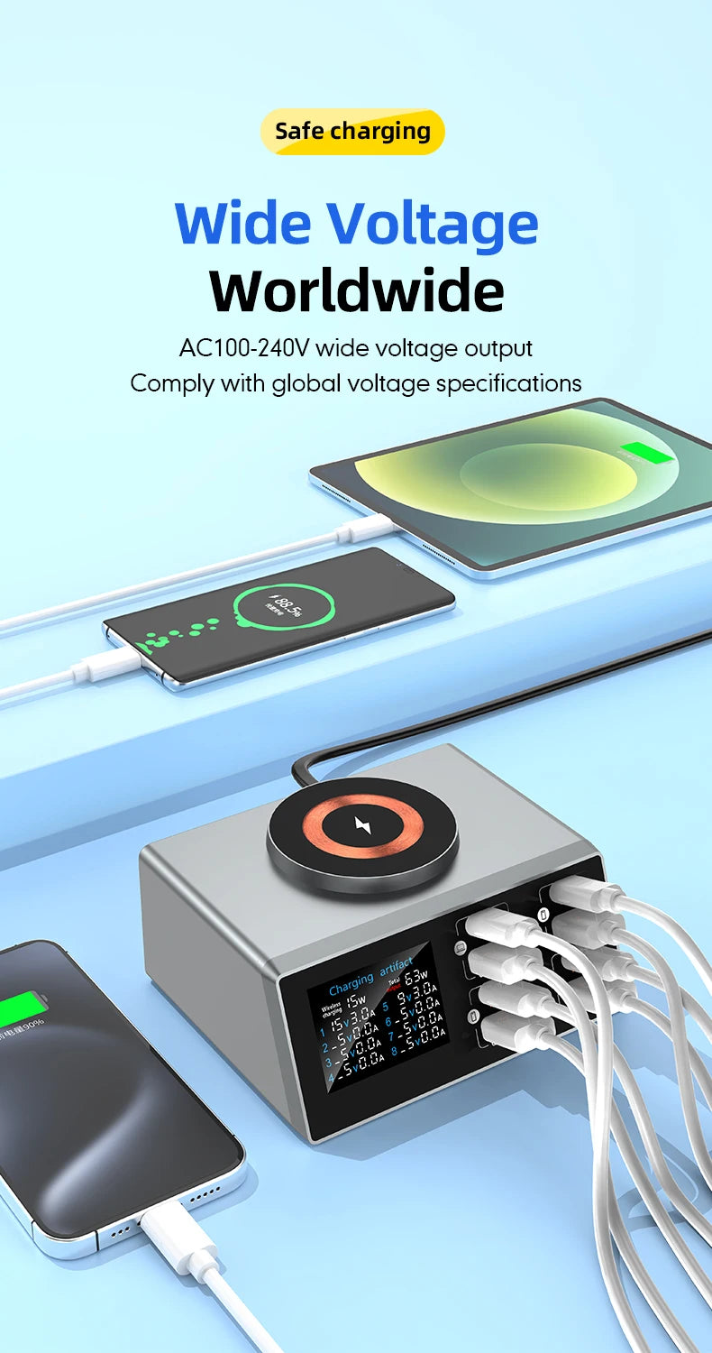 140W 8-Port USB-C PD & QC Fast Charger