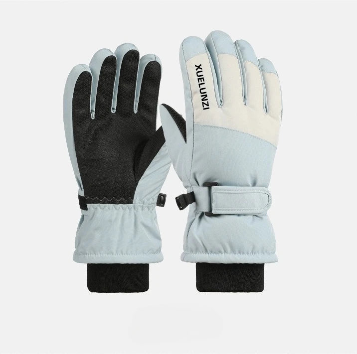 Kids' 5-Finger Ski Gloves with Hook-and-Loop Strap – Ages 6–12
