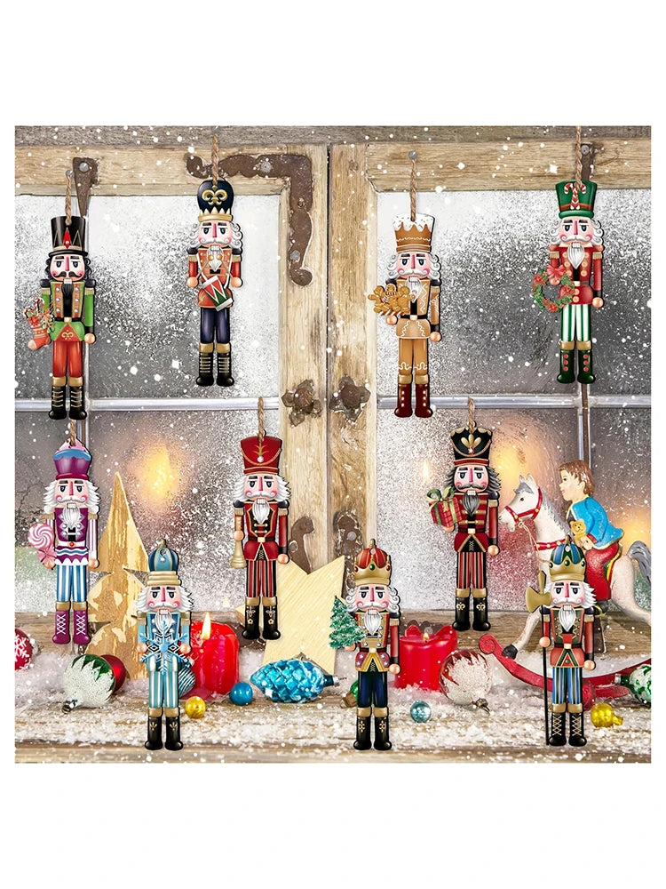 12-Piece Wooden Nutcracker Figurine Set – Christmas Decor